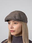 Кепка STETSON арт. 6313201 DRIVER CAP LINEN/COTTON HOUNDSTOOTH (светло-коричневый / голубой)